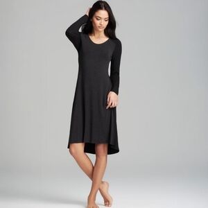 Eileen Fisher Black Grey Colorblock Jersey Dress - Casual Stretch Minimalist SP